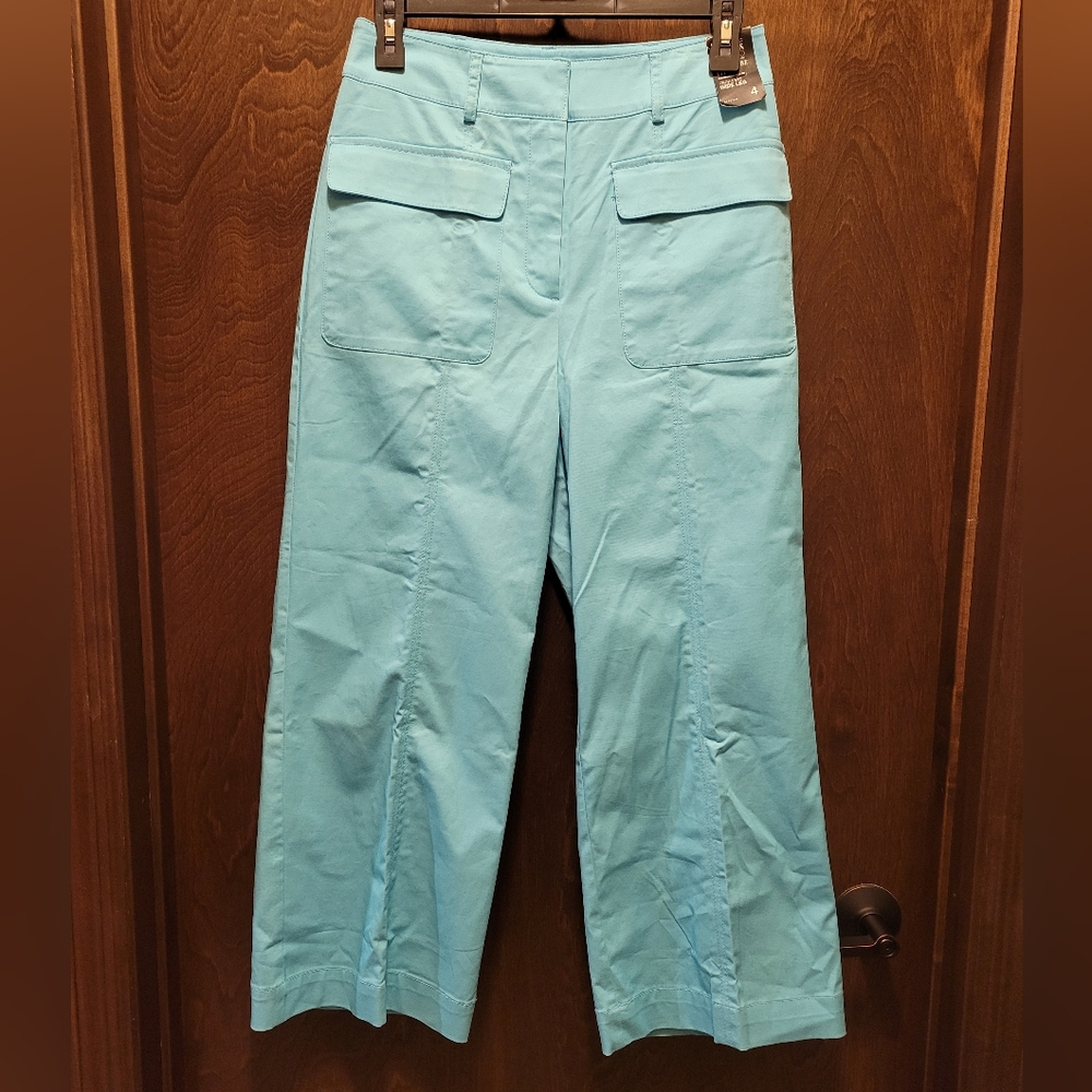 New York & Company Cropped Wide-Leg Pants in Light Aqua